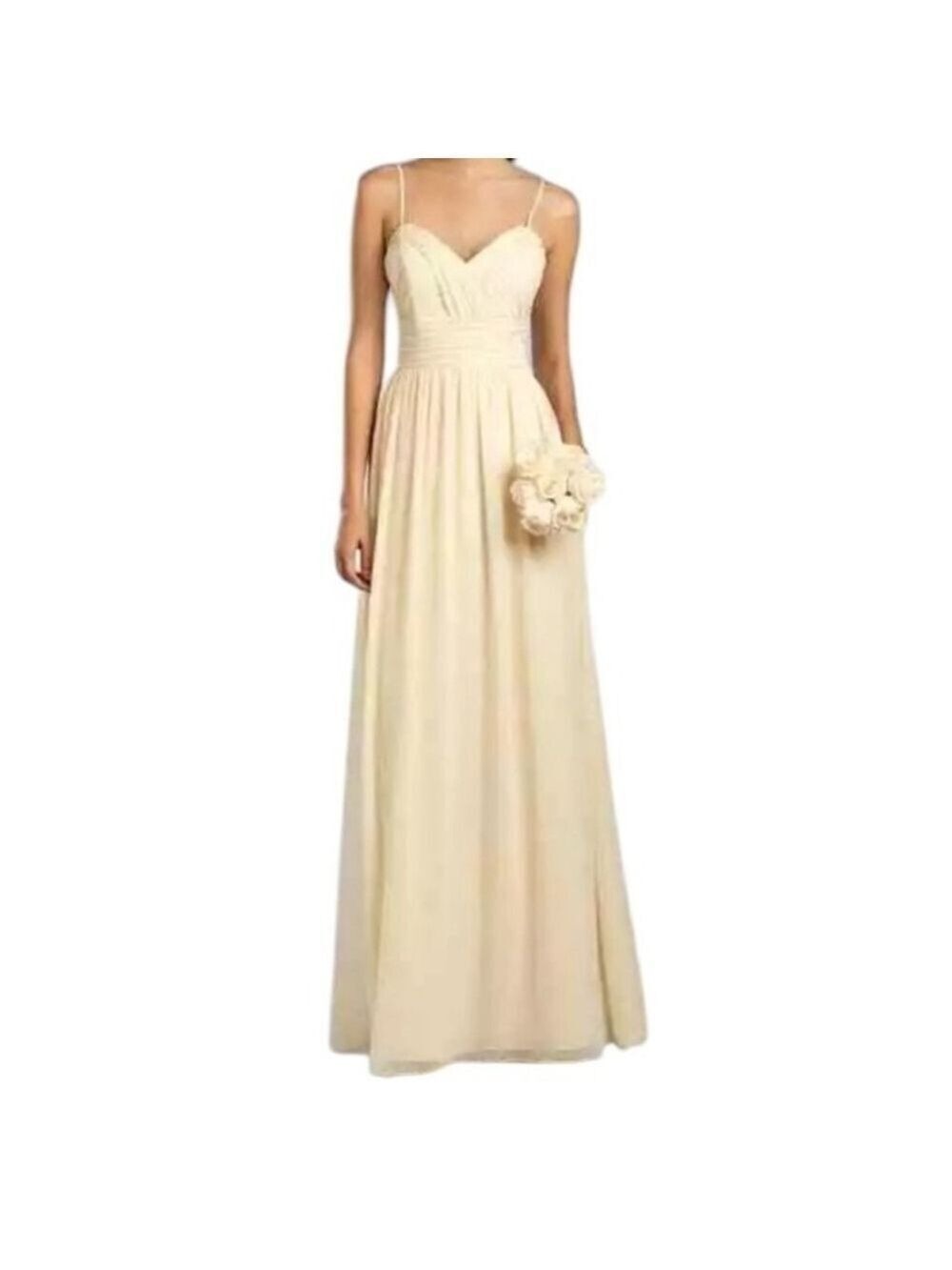 ALFRED ANGELO BUTTER CREAM YELLOW
CHIFFON BRIDESMAID PROM DRESS Size 14 NWT
